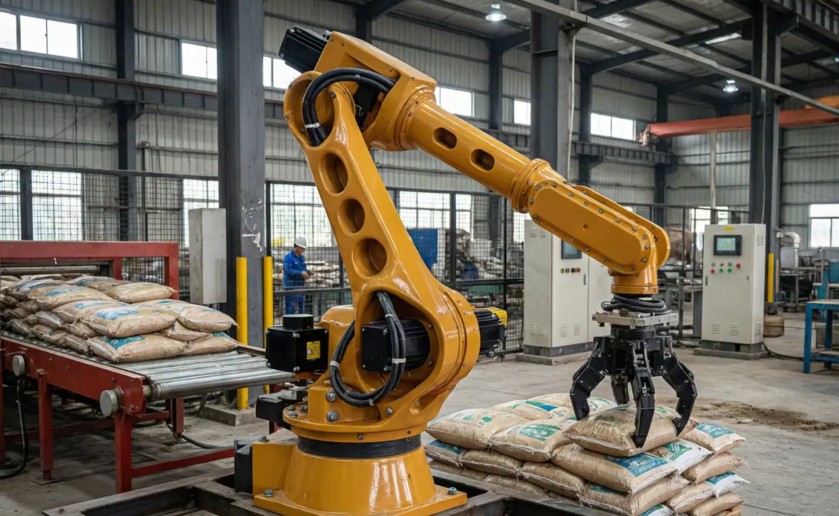 Automatic Palletizing Arm with PLC System and Compact Design for Bag Handling in Feed Industry