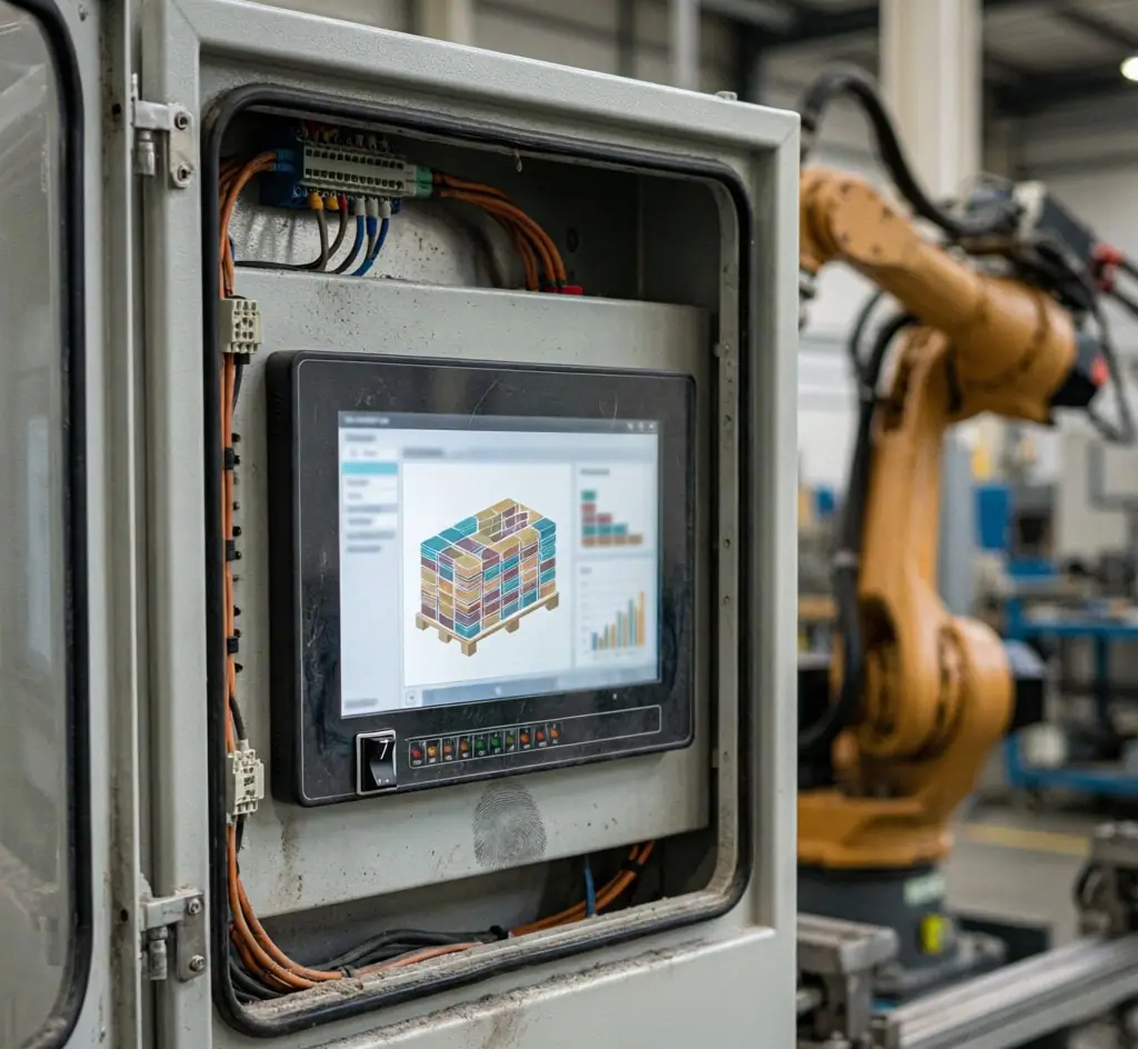 Fully Automatic Robot Palletizer 4-axis 180kg Load Capacity PLC Motor Core Handling Robot