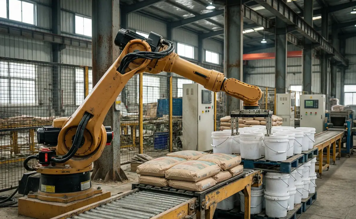 Industrial Palletizing Robotic Arm Automatic Stacker Machine for Feed, Fertilizer, Mortar Bags, Plastic Buckets and Carton Boxes